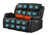 LSLIFE Luxus-Multifunktionsmassagestühl mit beheiztem Elektromassagesofa, TV-Stuhl, Wohnsitz, Liegestühle, hochwertiges Leder, ergonomisches Einzelsofa, aufladbar mit USB (Schwarzes Doppelzimmer)