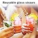 6pcs Reusable Glass Straws with Butterfly Charms, Shatter Resistant Drinking Straws with Cleaning Brush Cute Colorful Drinkware for Smoothies Juice Cocktails Teas Party Drinks (Clear)