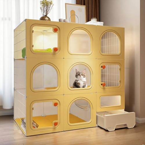 猫 キャットージ ケージ ゲージ 猫ケージ キャットタワー スタジアム 猫トイレ付 頑丈 組立簡単 脱走防止 留守番 多頭飼い 保護 脱走防止 檻ねこ (106*46*106)