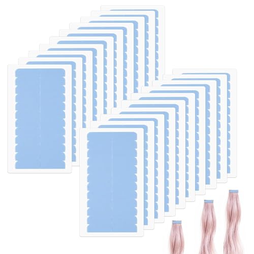 Morris 120 pieces hair extension tapes Tabs Double Sided Extension Tapes for Replacement 4cm x0.8cm (Blue 120 Pieces)