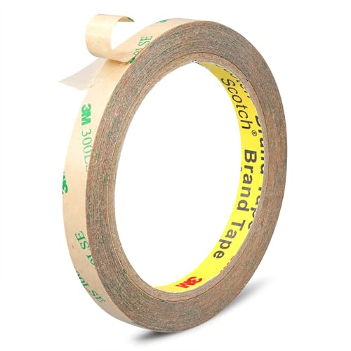 P7yaumy 0.39in x 36ft 300LSE Double Sided Tape for Scrapbook, Heavy Duty Mounting Tape, Transparent Adhesive Sticky Tape for Picture Hanging Strips, Poster, LED Strips, Art Craft