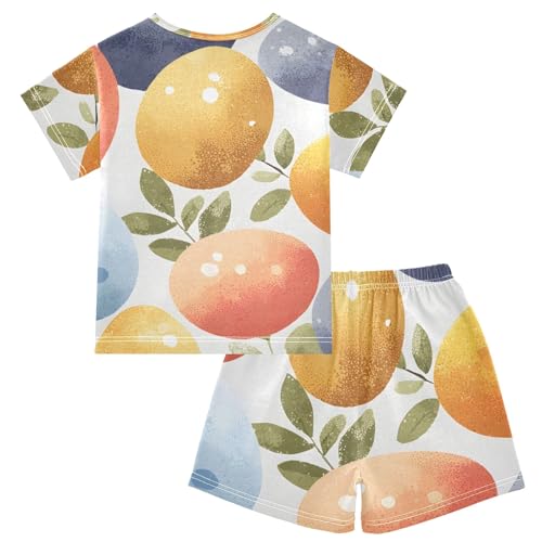 Summer Pajama Set Watercolor Easter Eggs Pattern, Short Sleeve Sleepwear Nightwear2