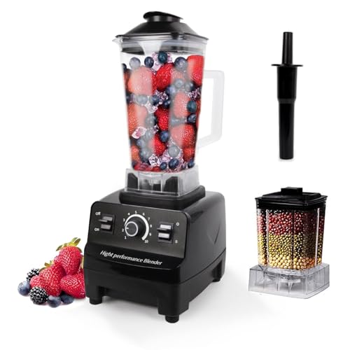Gziztx 2 in 1 Blender and Smoothie Maker, 2L High-Speed Blender with 10 Speed Setting, 6 Powerful Blades in 2 Layers, 600ml Ginder for Beans and Spices