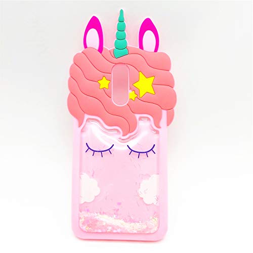 For LG Stylo 6 Case LG K71 Case Stylo 6 Phone Case Unicorn Cute 3D Cartoon Quicksand Flowing Floating Bling Diamond Teens Girls Women Silicone Rubber Cover for LG Stylo 6 / K71 (Stylo 6, Rose)