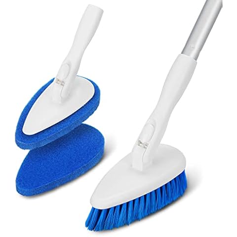 Qaestfy Shower Bathtub Tub and Tile Scrubber Brush with 51'' Adjustable Long Handle Cleaning Brushes Lock in Place Scrub Brush Head for Bathroom Wall Floor Scrubbing Model QAE008 Cover
