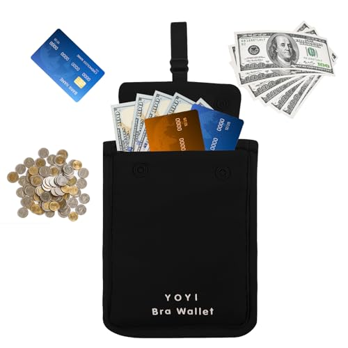 Image of YOYI YOYI RFID Blocking Bra Wallet,Travel Pouch,Secret Pocket - Credit Cards & Money & Valuables with Adjustable,Elastic Strap Suitable for All Bra Sizes Large