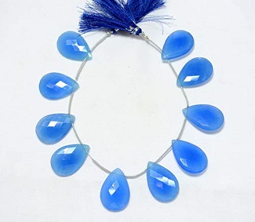 Perles Calcédoine Bleue en Poire Facettée pour Création Bijoux LKBEADS