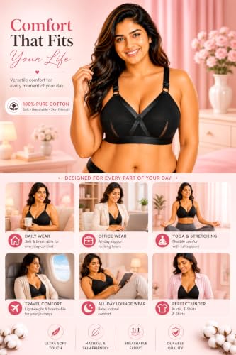 Image of SONA Perfecto Plus Size Cotton Full Coverage Bra for Women Heavy Bust