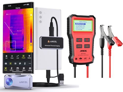 ANCEL IR101 Thermal Imaging Camera for Android (USB-C) & ANCEL BST100 Battery Tester Bundle – High-Resolution Infrared Imager with Comprehensive Battery Health Diagnostic Tool