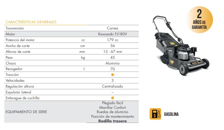 Cortacésped BZ56RPRO-PRO - Gasolina Kawasaki 179cc