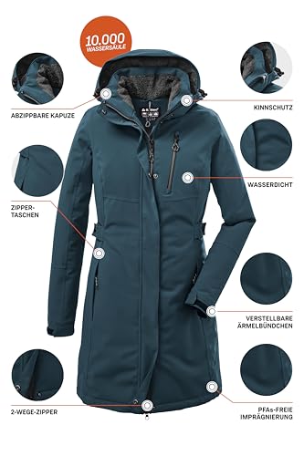 killtec Damen Funktionsparka/Parka mit abzippbarer Kapuze KOW 165 WMN PRK, hellpetrol, 38, 37726-000