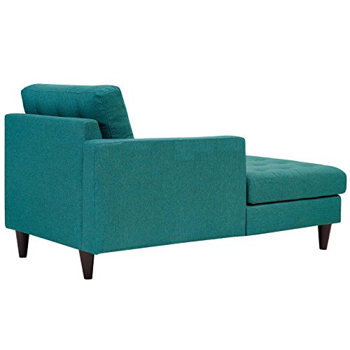 Modway Empress Mid-Century Modern Upholstered Fabric Left-Arm Chaise Lounge In Teal #TOP3