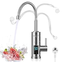 Elektrischer Wasserhahn mit Durchlauferhitzer, 220V 3000W Warmwasserhahn Küchenarmatur Smart Heater Wasserboiler für Küche, Garten, Bad, Wohwagen, Camping