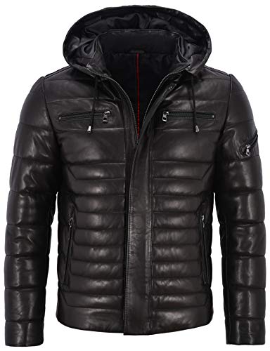 Smart Range Leather Veste en cuir véritable pour homme avec poches et capuche 100% cuir d'agneau...
