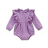 Carolilly Mono de bebé de manga larga de encaje para bebé de 0 a 24 meses violeta 3-6 Meses