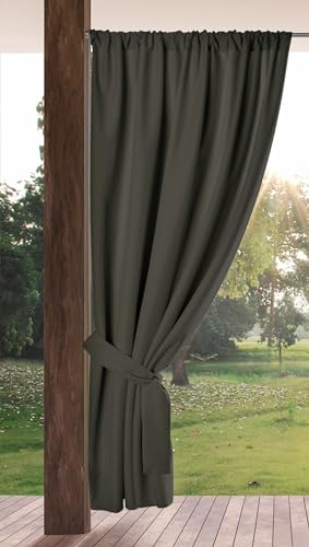 Eurofirany Garden Rideau d'Extérieur à Passe-Tringle, 1 Pièce, Occultant & Imperméable, Protection UV, pour Balcon Terrasse Pergola, 155x200 cm (L x H),...