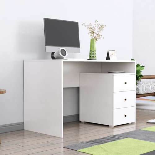 Image of Bniture Wooden Study Table for Home with Bottom Storage | Engineered Wood Study Table with Book Shelf | Multi Purpose Computer Desk for Writing | Laptop Table for Office & Home | Flower Wenge
