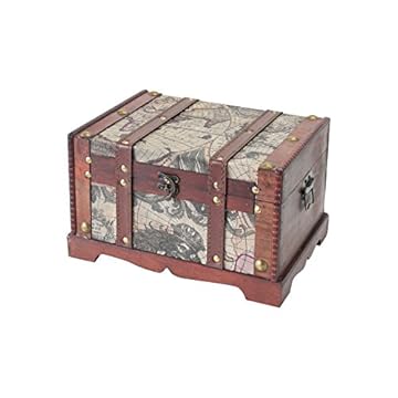 HMF 6408-129 Scrigno del Tesoro in Legno | 29 x 20 x 17 cm | Piccolo | America