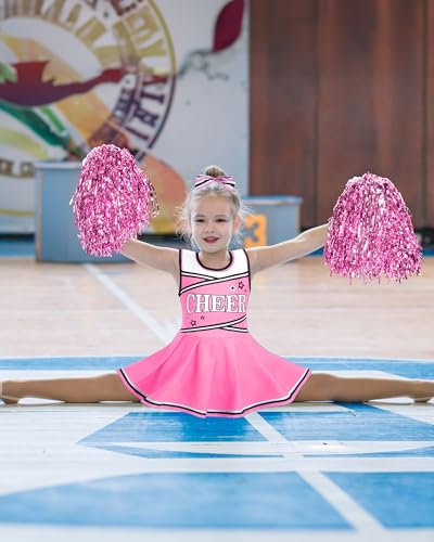 JenPen Cheerleader Costume Set Cheerleading Outfit Cheer Uniform Dress Cosplay for Halloween Party Gifts 3-9 Years(Pink, 5-7 Years)
