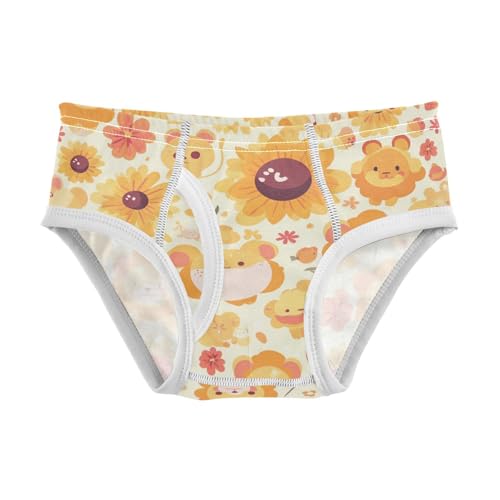 KLL Cute Lion Cartoon Pattern Yellow Little Boys Soft Underwear Briefs Cute Children Undies