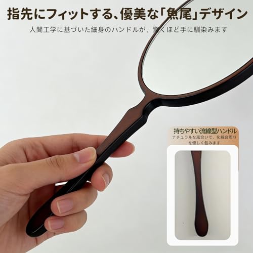 【NOVWIMIROR】ハンドミラー 手鏡 魚尾形 天然木製 大号 楕円形 細いハンドル サロン 家庭用 化粧鏡 手鏡大 ミラー 卓上鏡 ギフト 男女兼用 ウォルナットXLサイズ [3]