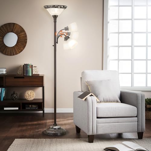 Luvkczc 70" Floor Lamp for Living Room, Bedroom, Office - 2 Head Standing Lamp with Metal Pole & Heavy Base - Vintage Tall Corner Reading Light - No Bulbs Included by Luvkczc - Used condition - Image 3