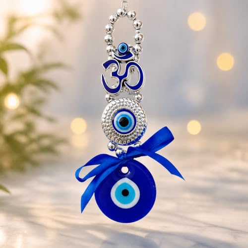Image of Jaipur Ace Elegant Blue Evil Eye Wall Hanging Nazar Charm with Bells & Tassel for Home Decor, Entrance Protection, Lucky Feng Shui Hanging Ornament Gift for Positive Energy (Evil Eye 2)