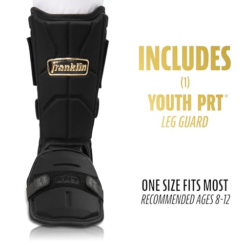 Franklin Sport Baseball + Softball Leg Guard - PRT Series Youth Shin + Foot Shield for Batting - Protective Leg + Ankle Guard with Toe Plate - Right Hand + Left Hand Hitters - Black/Gold - One Size by Franklin Sports - Image 2