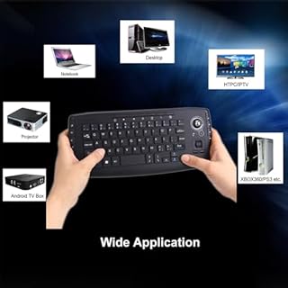 Mini Tastiera Wireless Portatile 2.4G con Mouse Trackball Tastiera Silenzioso Wireless Mouse Tastiere Gaming per PC, Pad, Mac, Xbox 360, Android TV Box, HTPC, IPTV, Struttura X（Nero）