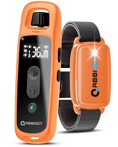ABBIDOT Collier de Dressage pour Chien, Veilleuse et 4 Modes de Dressage, Bip, Vibration et Stimulation, Rechargeable Collier Anti Aboiement avec...