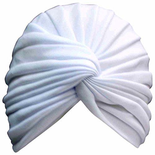 Luxury Divas White Radiant Pleated Turban Bathing Cap