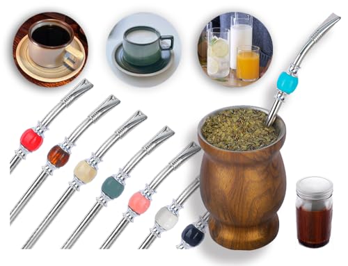 Premium Yerba Mate Straws - Reusable Stainless Steel Bombilla Straw with Colorful Beads - Set with Removable Head Filter (Black & White) by Generic - Used condition - Image 5