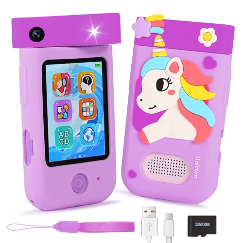 ARNSSIEN Smartphone, Camara Fotos Infantil con Lente giratoria de 180°, Pantalla táctil de 2.8, Funda de Silicona Segura,para niños de 3 a 8 años, Navidad o cumpleaños,A200