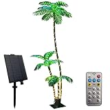 Solar Artificial Palm Tree Christmas Tree 7Ft 3Trunks 245LED Lighted Simulation Tropical Palm Tree F