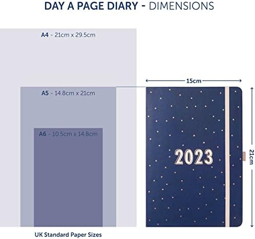 Busy B Day A Page Diary January to December 2023 - A5 Navy Spot - Daily Planner with Lined Pages, Notes and Year Planner