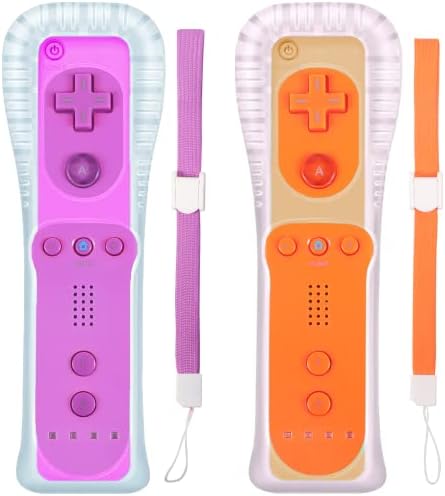 Dliaonew 2 Psck Remote Controller for Wii and Wii U Console, Wii Controller with Silicone Case and Wrist (New Orange and Purple)
