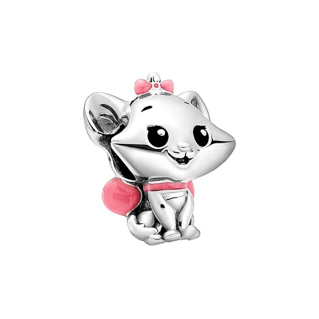 JOME Charm de Marie en Plata 925 con Esmalte a Mano, Inspirado en Los Aristogatos, Compatible con Pulseras Europeas