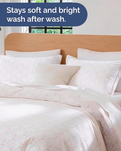 Image of Duvet Cover Full Size Set - Extra Soft Floral Duvet Cover 80 x 90 with 2 Pillow Shams - Comfy, Breathable Floral Bedding Set - Hotel Luxury & Fade Free with Zipper Closures & Ties - Wildflower Field