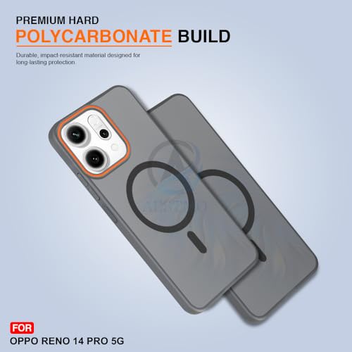 Image of AESTMO Oppo Reno 14 Pro 5G Back Cover | Slim Hard Shell | Matte Frosted Hard Back Translucent Back Cover for Oppo Reno 14 Pro 5G (Compatible with MagSafe Accessories, Black)
