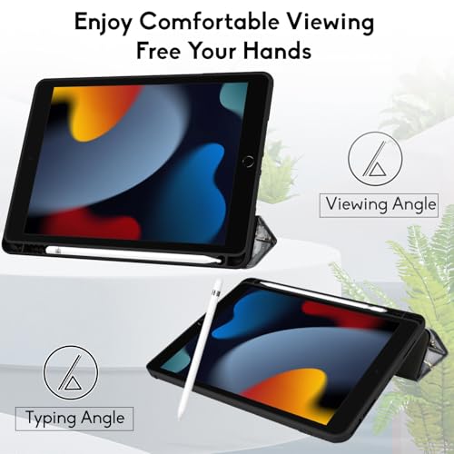 Image of Robustrion Cover for iPad 9th Generation Cover Case with Pencil Holder for Apple iPad 10.2 inch /iPad 9th 7th 8th Generation Smart [Soft and Flexible] Flip Stand Case [Auto Sleep /Wake] - Ocean Black
