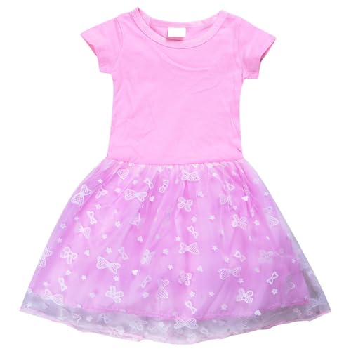 2027-Vestido Verano Manga Corta Niñas Tutú Falda Pequeñas Princesa Pompones Tul Infantil Cómodo Elegante Primavera (3-4 Years)