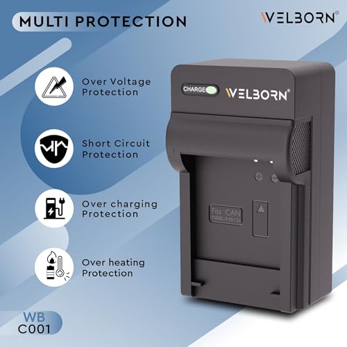 Image of Welborn Camera Battery Charger for Canon NB-8L Battery Compatible with Canon Powershot A2200, A1000, A1200, A3000 is, A3100 is, A3150 is, A3200 is, A3300 is, A3350 is, PC1474 etc.