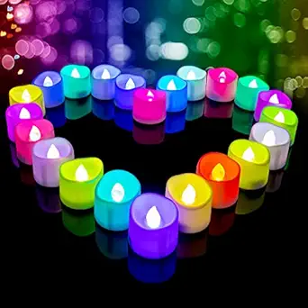 Plastic LED Flameless and Smokeless Battery Operated Tea Light Candle (Multicolour - Pack of 12)