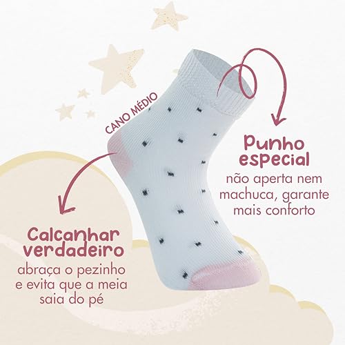 MASH Kit 9 Pares Meias Bebê Recém Nascido Menina Infantil Criança Cano Médio, KIT - B, 28-33