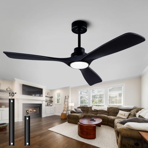 Image of QUTWOB 52 inch 3-Blade Wood Ceiling Fan with Light & Remote, Indoor Outdoor