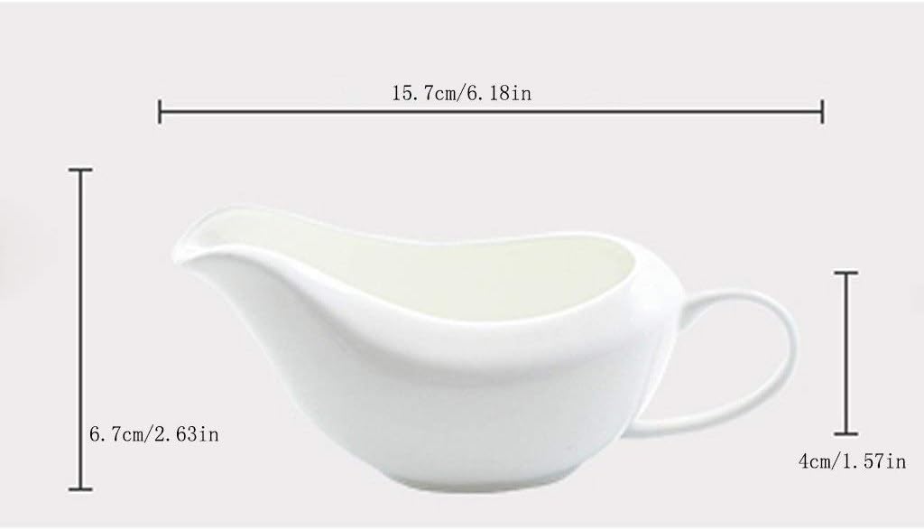Gravy Boat Porcelain Gravy Boat and Tray Ceramic Make Sauce Boat with Tapered Spout Porcelain Gravy Boat Tableware Porcelain Easy Pouring Sauce Stainless Steel Doubl (B)