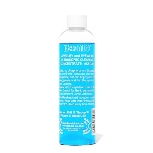 iSonic Ultrasonic Jewelry & Eyewear Cleaning Solution Concentrate (8 fl oz) - Professional Cleaner...