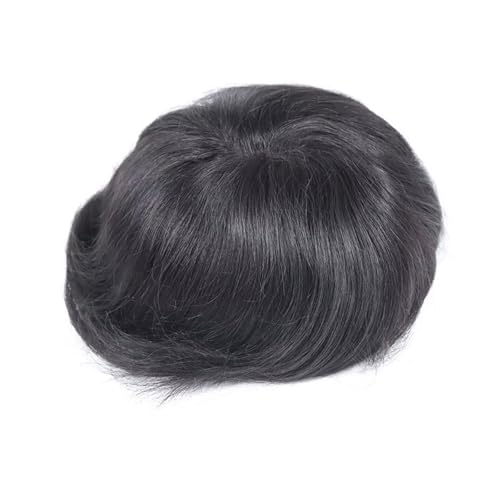 Toupet homme en cheveux humains #1B noir naturel prothèse capillaire en polyuréthane boucle V