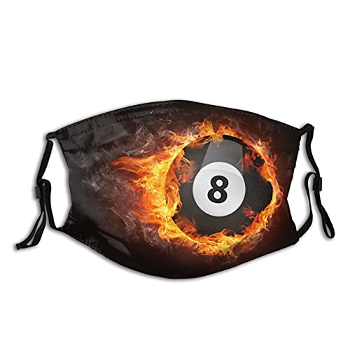 Burning Pool Billiards Ball Face Mask with Filter Washable Reusable Dust-Proof Face Bandanas Balaclava for Men Women
