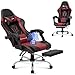Produktbild COLAMY Gaming Stuhl, Computer Stuhl mit Fußstütze und Lendenwirbelstütze, höhenverstellbarer Gaming Chair mit 360°-Drehsitz und Kopfstütze, Video Gamer PC Stuhl, Ergonomische hohe Rückenlehne, Rot